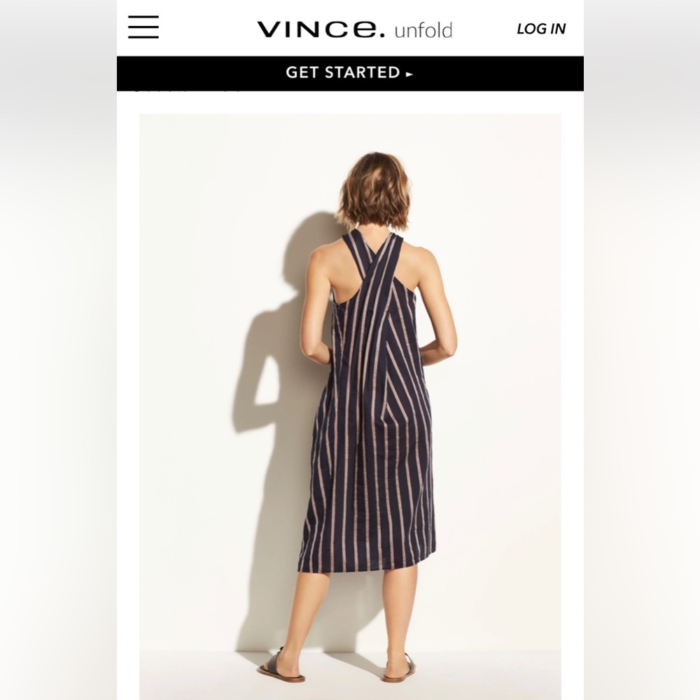 Vince Textured Stripe Twist Front Halter Dress - image 5